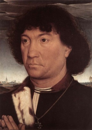 Oil landscape Painting - Portrait of a Man at Prayer before a Landscape   c. 1480 by Memling, Hans