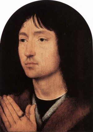 Oil memling, hans Painting - Portrait of a Young Man at Prayer   c. 1487 by Memling, Hans