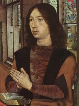 Oil van Painting - Portrait of Martin van Nieuwenhove, 1487 by Memling, Hans
