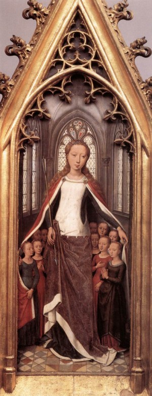 Oil memling, hans Painting - St Ursula Shrine, St Ursula anad the Holy Virgins by Memling, Hans