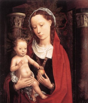 Oil memling, hans Painting - Standing Virgin and Child    c. 1490 by Memling, Hans