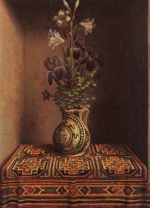 Oil memling, hans Painting - Still-Life, painted on backside of Portrait of a Young Man by Memling, Hans