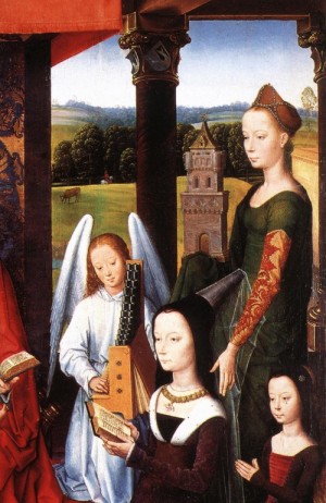 Oil memling, hans Painting - The Donne Triptych (detail)     c. 1475 by Memling, Hans