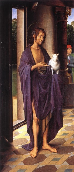 Oil memling, hans Painting - The Donne Triptych (left wing)    c. 1475 by Memling, Hans