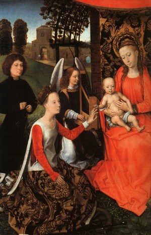 Oil memling, hans Painting - The Marriage of St. Catherine by Memling, Hans