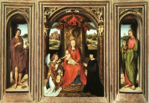 Oil memling, hans Painting - Triptych    c. 1485 by Memling, Hans