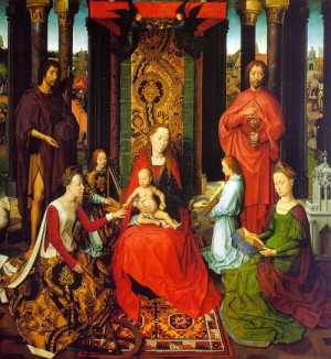 Oil memling, hans Painting - Triptych of St. John the Baptist and St. John the Evangelist, central panel, 1479, by Memling, Hans