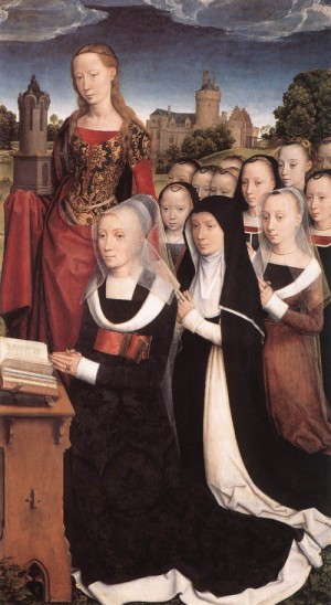 Oil memling, hans Painting - Triptych of the Family Moreel  1484 by Memling, Hans