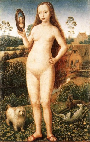 Oil memling, hans Painting - Vanity    c. 1485 by Memling, Hans