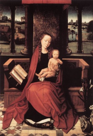 Oil memling, hans Painting - Virgin and Child Enthroned    1480s by Memling, Hans