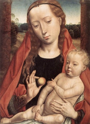 Oil memling, hans Painting - Virgin with the Child Reaching for his Toe   1490s by Memling, Hans