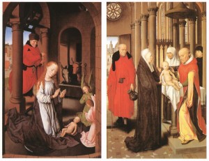 Oil memling, hans Painting - Wings of a Triptych    c. 1470 by Memling, Hans