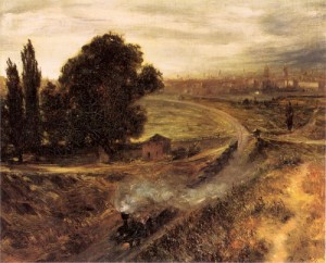 Oil menzel, adolph von Painting - The Berlin-Potsdam Railway  1847 by Menzel, Adolph von