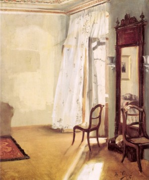 Oil menzel, adolph von Painting - The French Window  1845 by Menzel, Adolph von