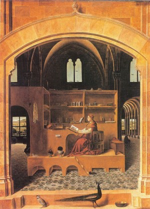 Oil messina, antonello da Painting - St. Jerome in his Study  1456 by Messina, Antonello da