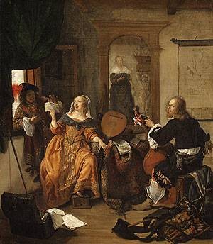 Oil metsu, gabriel Painting - A Musical Party 1659 by Metsu, Gabriel
