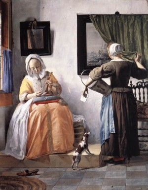Oil woman Painting - Woman Reading a Letter     1662-65 by Metsu, Gabriel