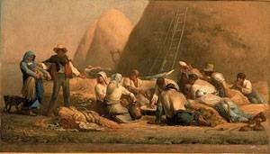 Oil millet, jean-francois Painting - Harvesters Resting Ruth and Boaz by Millet, Jean-Francois