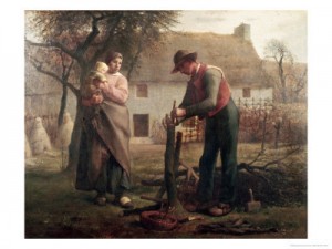 Oil tree Painting - Peasant Grafting a Tree by Millet, Jean-Francois