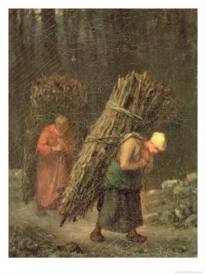Oil millet, jean-francois Painting - Peasant Women with Brushwood, circa 1858 by Millet, Jean-Francois