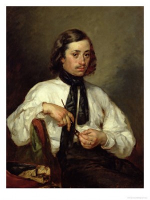 Oil millet, jean-francois Painting - Portrait of Armand Ono, Known as the Man with the Pipe, 1843 by Millet, Jean-Francois