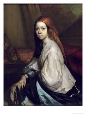 Oil millet, jean-francois Painting - Portrait of Pauline Ono by Millet, Jean-Francois
