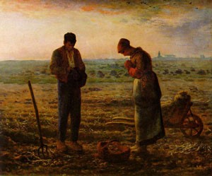 Oil millet, jean-francois Painting - The Angelus 1857-59 by Millet, Jean-Francois