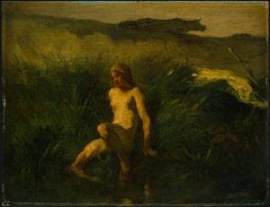 Oil millet, jean-francois Painting - The Bather by Millet, Jean-Francois
