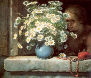 Oil millet, jean-francois Painting - The Bouquet of Daisies   1871-74 by Millet, Jean-Francois