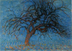 Oil red Painting - Avond (Evening); Red Tree  1908 by Mondrian, Piet