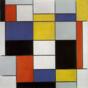 Oil blue Painting - Composition A Composition with Black, Red, Gray, Yellow, and Blue  1920 by Mondrian, Piet
