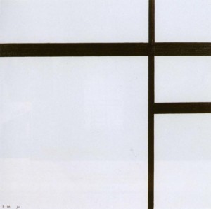 Oil mondrian, piet Painting - Composition II with Black Lines.  Compositie nr.2 met swarte lijnen. 1930 by Mondrian, Piet
