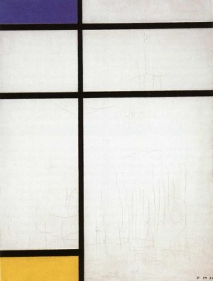 Oil blue Painting - Composition III with Blue, Yellow and White by Mondrian, Piet