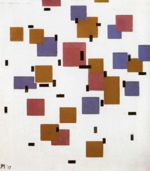 Oil color Painting - Composition in Color A 、 Compositie in kleur A. 1917 by Mondrian, Piet