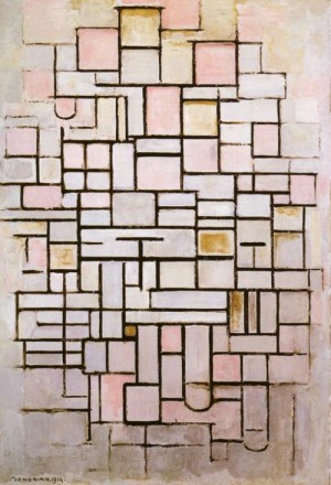 Oil mondrian, piet Painting - Composition No.6.  Compositie nr.6.  1914 by Mondrian, Piet