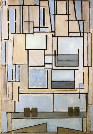 Oil blue Painting - Composition No.9, Blue Facade by Mondrian, Piet
