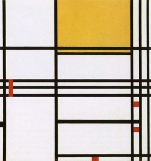 Oil red Painting - Composition with Black, White, Yellow and Red - Compositie met zwart,wit,geel en rood. 1939-42 by Mondrian, Piet