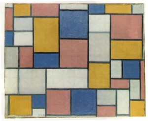 Oil mondrian, piet Painting - Composition with Color Planes and Gray Lines 1  1918 by Mondrian, Piet