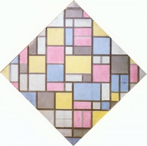 Oil mondrian, piet Painting - Composition with Grid VII (Lozenge), 1919 by Mondrian, Piet