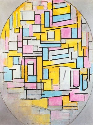 Oil color Painting - Composition with Oval in Color Planes II, 1914 by Mondrian, Piet