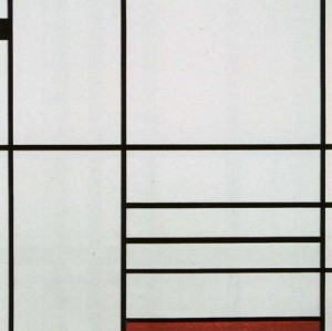 Oil red Painting - Composition with Red and Black  Compositie met rood en zwart. 1936 by Mondrian, Piet