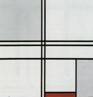 Oil red Painting - Composition with Red and Grey  Compositie met rood en grijs. 1935 by Mondrian, Piet