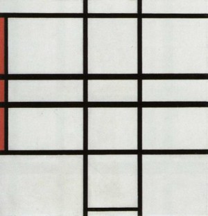 Oil red Painting - Composition with Red - Compositie met rood. 1936 by Mondrian, Piet