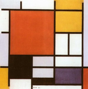 Oil blue Painting - Composition with Red, Yellow, Blue and Black - Compositie met rood, geel, blaw en swart. 1921 by Mondrian, Piet