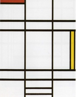 Oil red Painting - Conposition with White, Red and Yellow. - Compositie met wit, rood en geel. 1938-42. by Mondrian, Piet