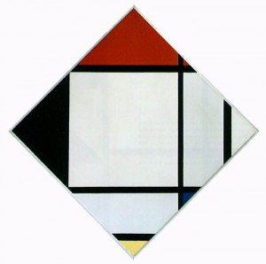 Oil mondrian, piet Painting - Lozenge Composition with Red, Black, Blue, and Yellow  1925 by Mondrian, Piet