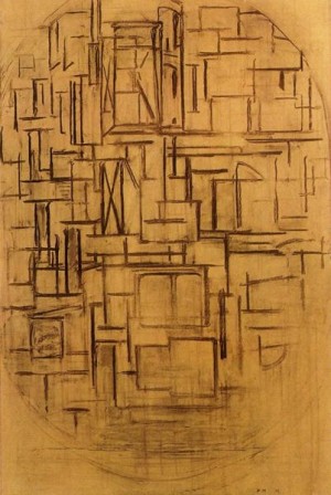 Oil mondrian, piet Painting - Oval Composition.  Ovale compositie. 1913-14 by Mondrian, Piet