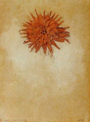 Oil red Painting - Red Dahlia.  Rode Dahlia. 1907 by Mondrian, Piet