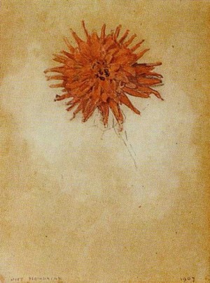 Oil mondrian, piet Painting - Red Dahlia.  Rode Dahlia. 1907 by Mondrian, Piet