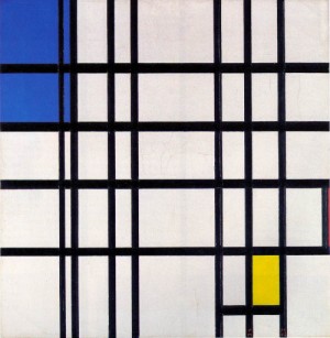 Oil mondrian, piet Painting - Rhythm of Black Lines  c. 1935-42 by Mondrian, Piet